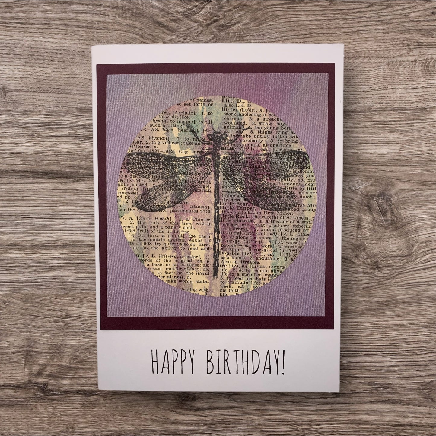 Happy Birthday Card Dragonfly Handpainted