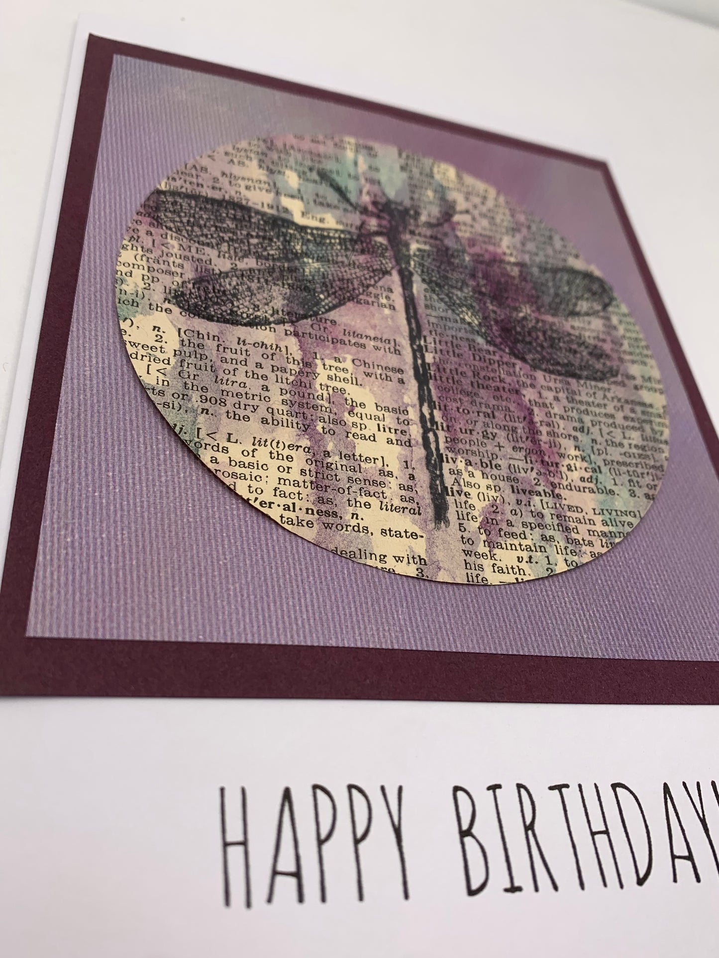 Happy Birthday Card Dragonfly Handpainted