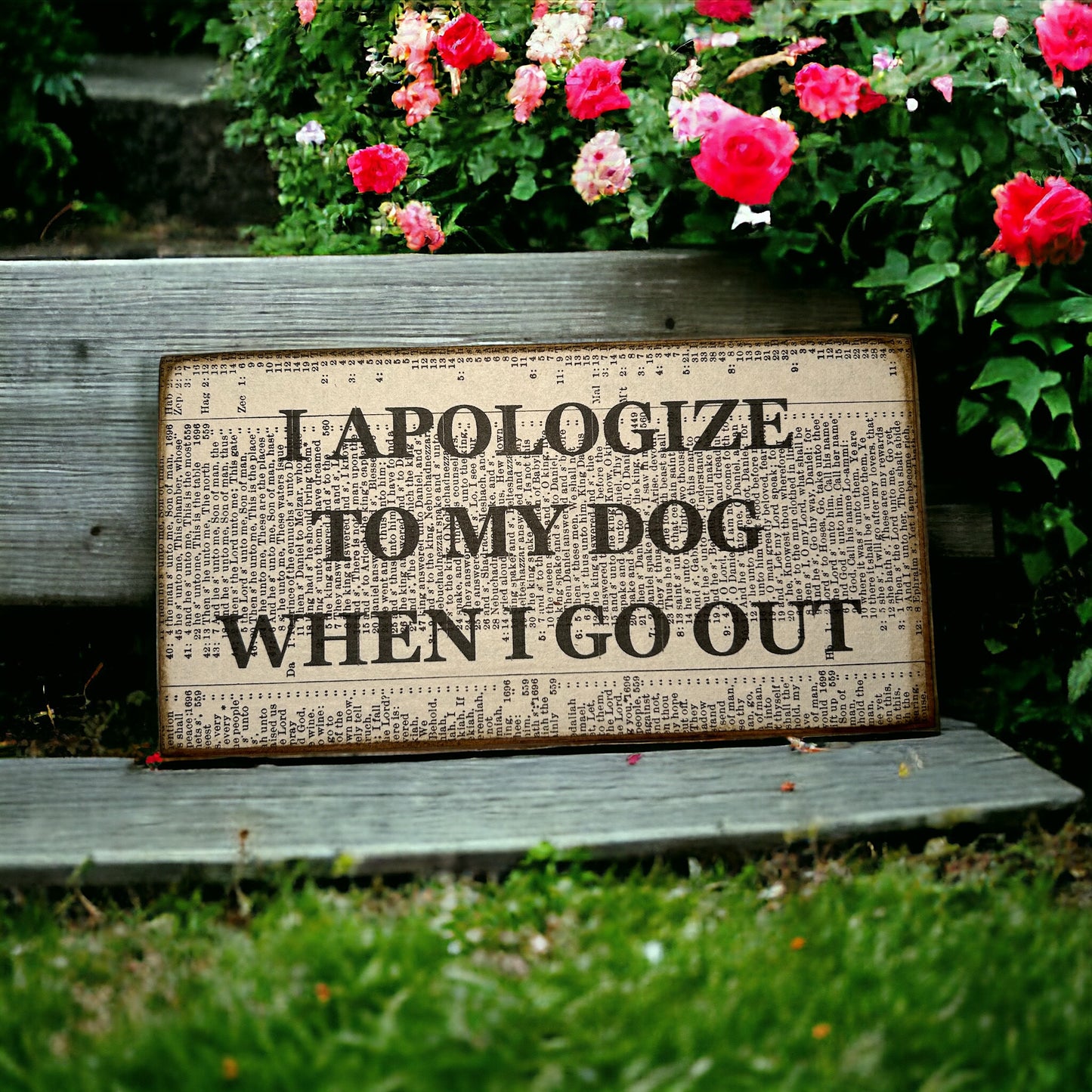 I apologize to my dog when I go out sign